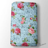 Ice Blue 3D Paisley Floral Digital Printed Fabric Online India